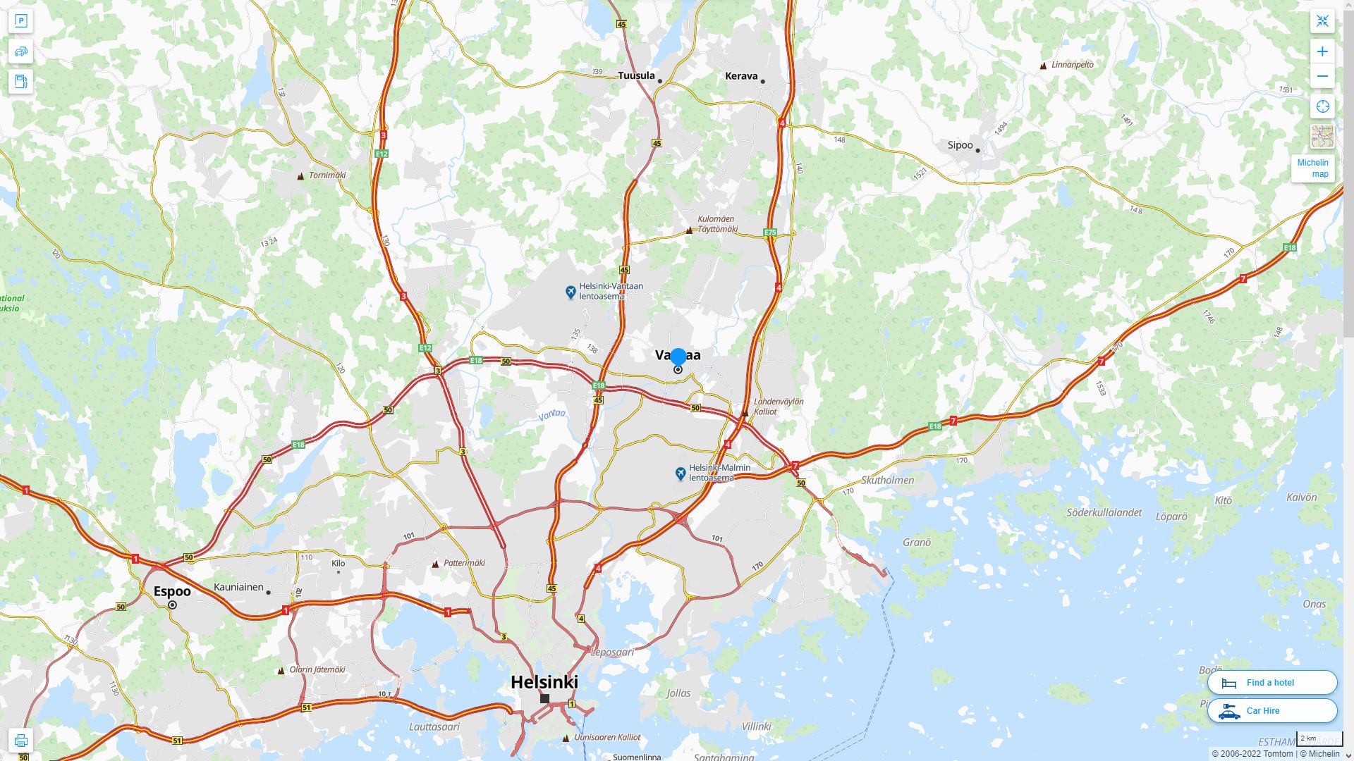 Vantaa Finlande Autoroute et carte routiere